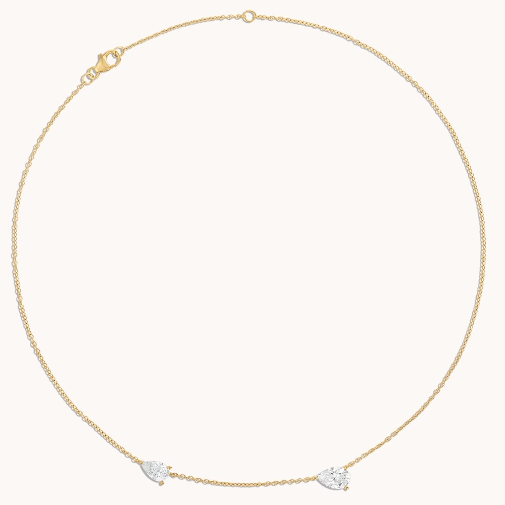 Alexa Leigh Small Double Pear Necklace — Yellow Gold - Picture 3 of 8